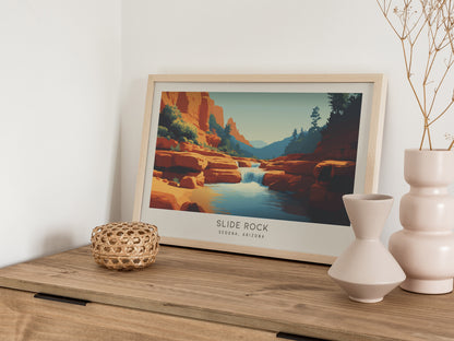 Slide Rock Landscape Matte Border Poster | Sedona, Arizona Vacation Wall Art — 12x18 in