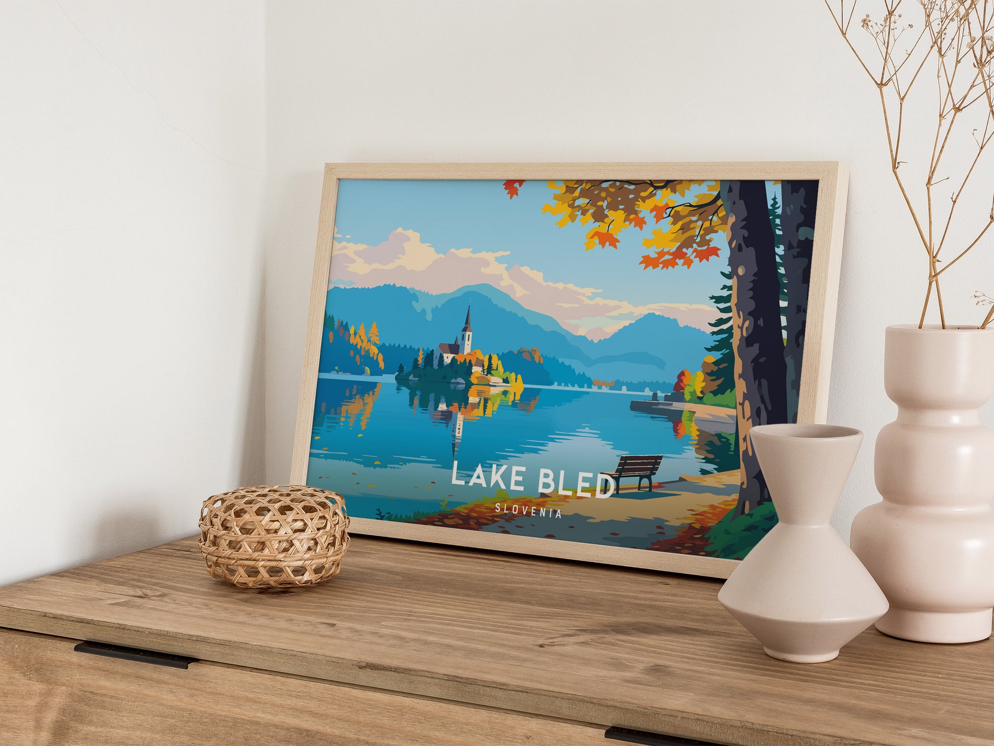Lake Bled, Slovenia Landscape Poster | Medieval Castle & Alpine Lake Vacation Wall Art — 12x18 in