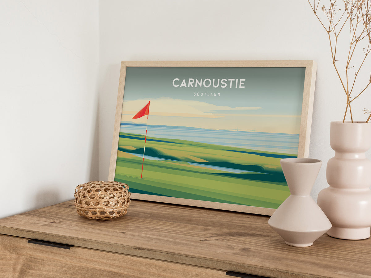 Carnoustie Landscape Poster | Scotland Golf Wall Art Framed or Unframed — 12x18 in