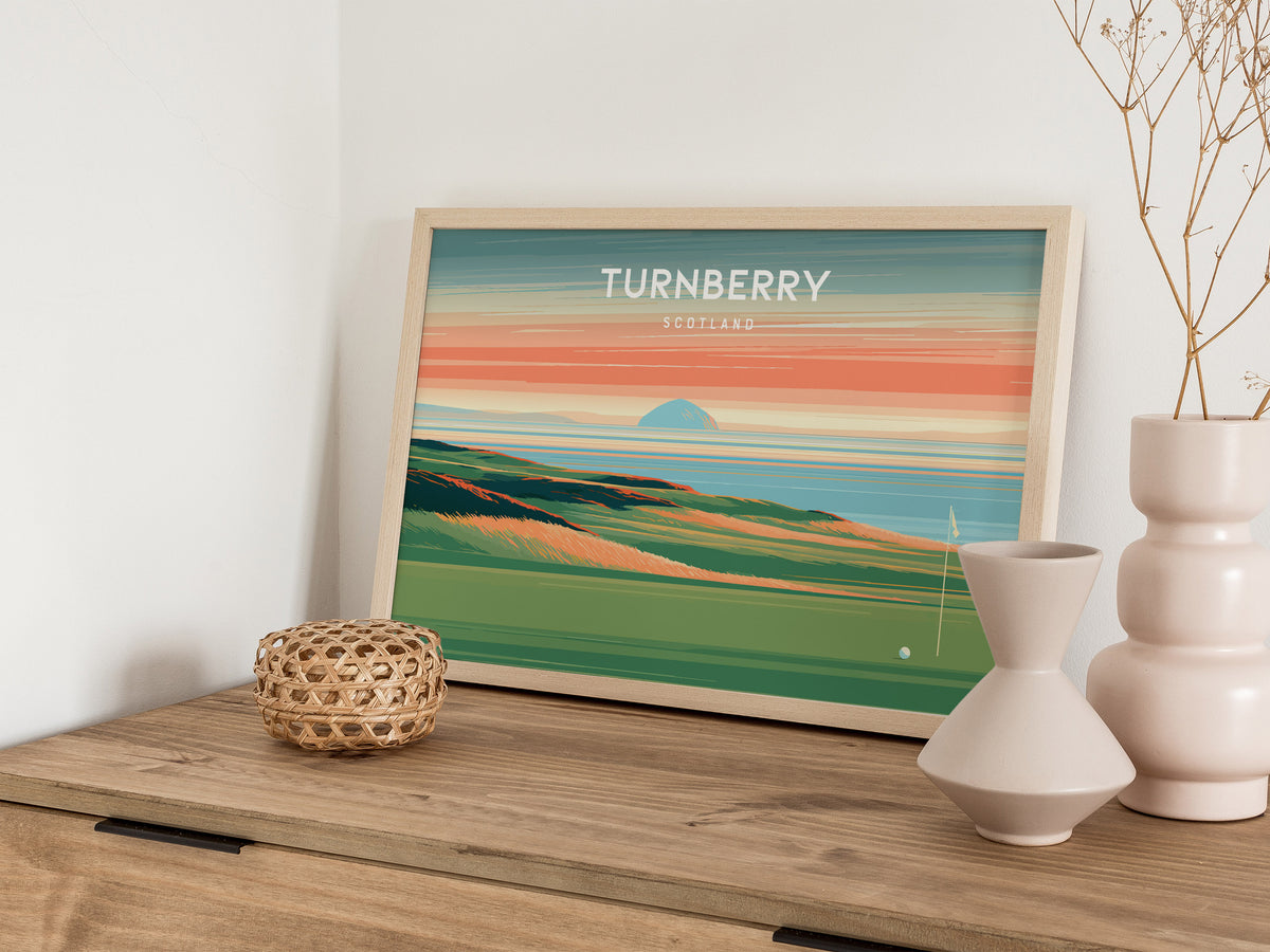 Turnberry Landscape Poster | Scotland Golf Wall Art & Framed or Unframed — 12x18 in