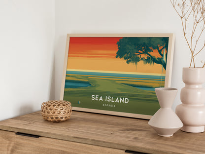 Sea Island, Georgia Landscape Poster | Links Poster & Golfer Gift Coastal Wall Art — 12x18 in