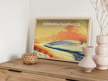 Nebraska Sandhills Landscape Poster | Nebraska Vacation Wall Art Framed or Unframed — 12x18 in