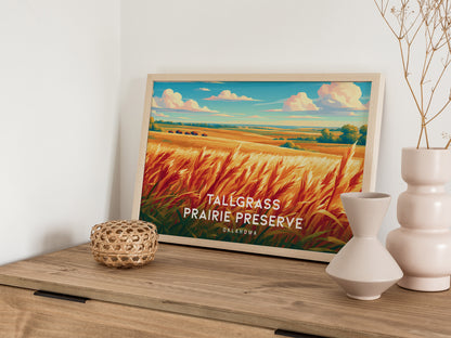 Tallgrass Prairie Preserve Landscape Poster | Oklahoma Vacation Wall Art — 12x18 in