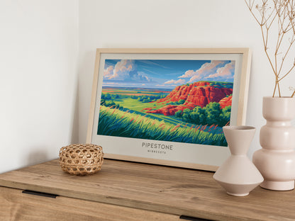 Pipestone Landscape Matte Border Poster | Minnesota Vacation Wall Art — 12x18 in