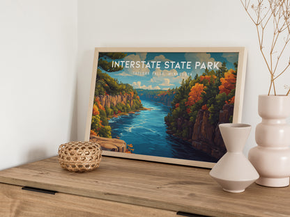 Interstate State Park Landscape Poster | Taylors Falls, Minnesota Travel Wall Art — 12x18 in