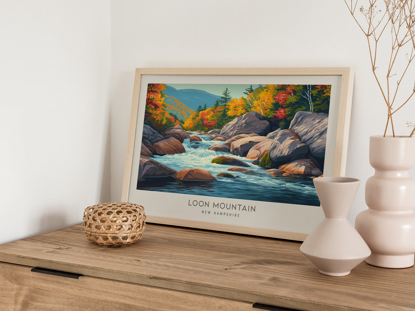 Loon Mountain Landscape Matte Border Poster | New Hampshire Vacation Wall Art — 12x18 in