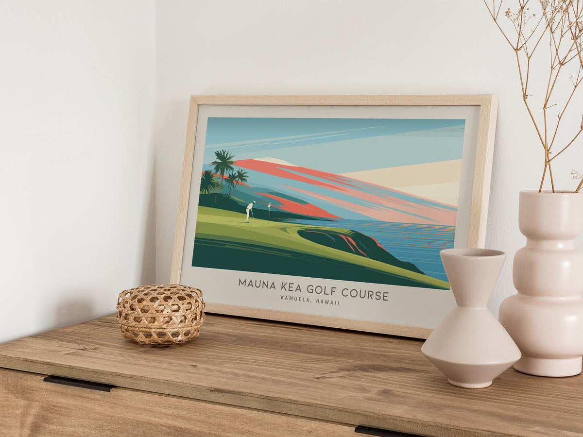 Mauna Kea Golf Course Landscape Matte Border Poster | Kamuela, Hawaii Golf Wall Art & Framed or Unframed Links Poster — 12x18