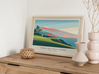 Mauna Kea Golf Course Landscape Matte Border Poster | Kamuela, Hawaii Golf Wall Art & Framed or Unframed Links Poster — 12x18