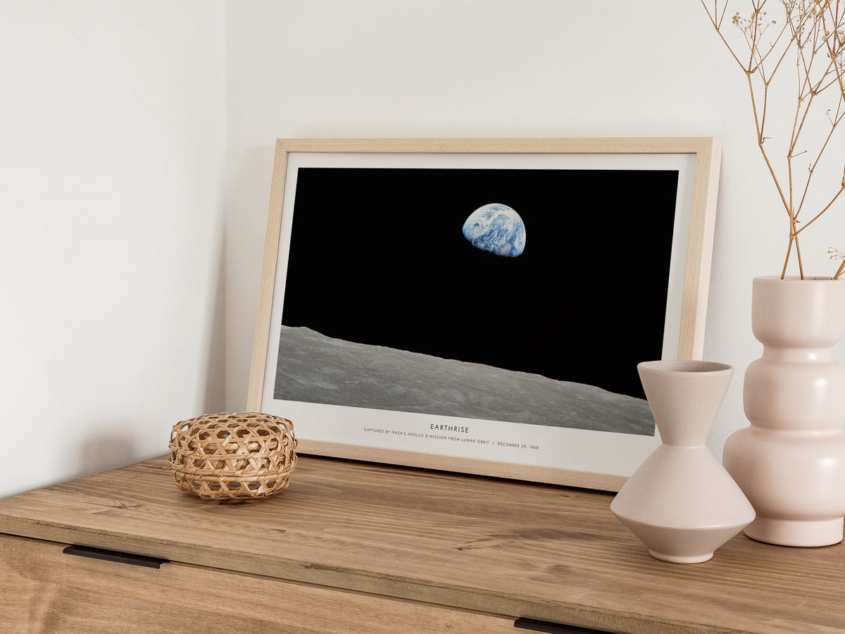 Earthrise Landscape Poster | NASA Apollo 8 Mission Astronomy Print Space Photography Wall Art — 12x18 in