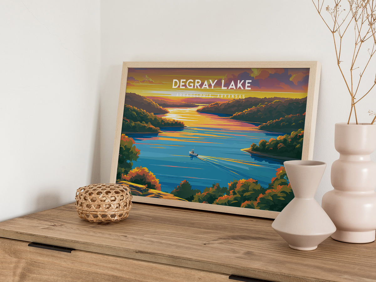 DeGray Lake Landscape Poster | Arkadelphia, Arkansas Vacation Wall Art — 12x18 in