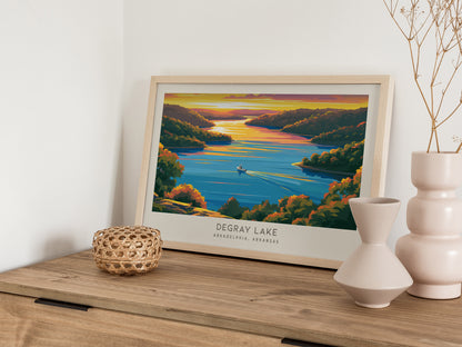DeGray Lake Landscape Matte Border Poster | Arkadelphia, Arkansas Travel Gift — 12x18 in