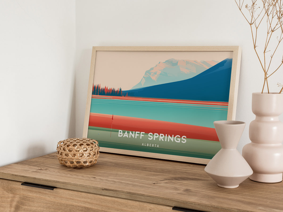 Banff Springs, Alberta Landscape Poster | Links Poster & Framed or Unframed Wall Art — 12x18 in