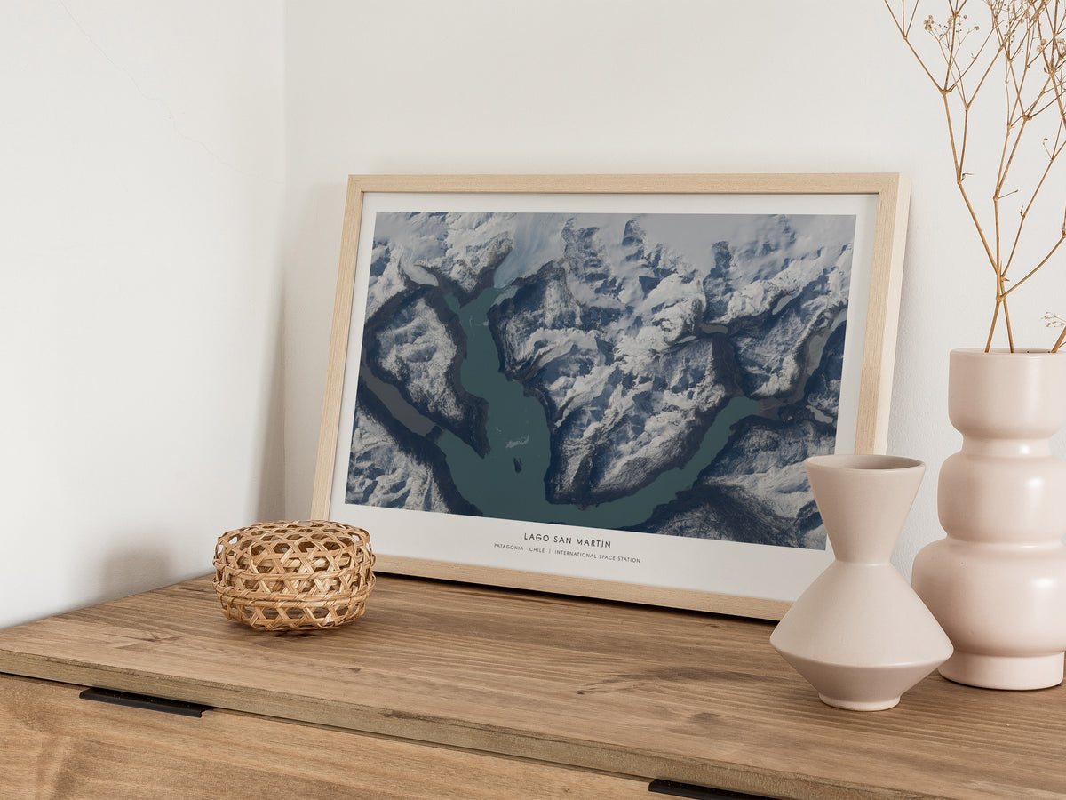 Lago San Martín Landscape Poster | NASA Space Photography Patagonia · Chile Astronomy Print — 12x18 in