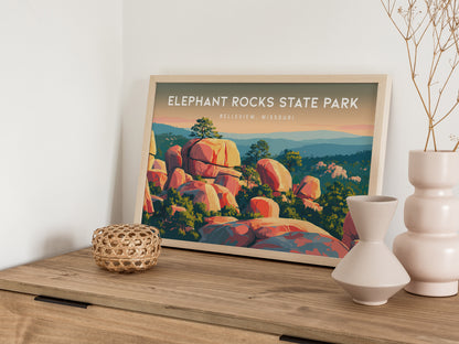 Elephant Rocks State Park Landscape Poster | Belleview, Missouri Framed or Unframed Travel Gift — 12x18 in