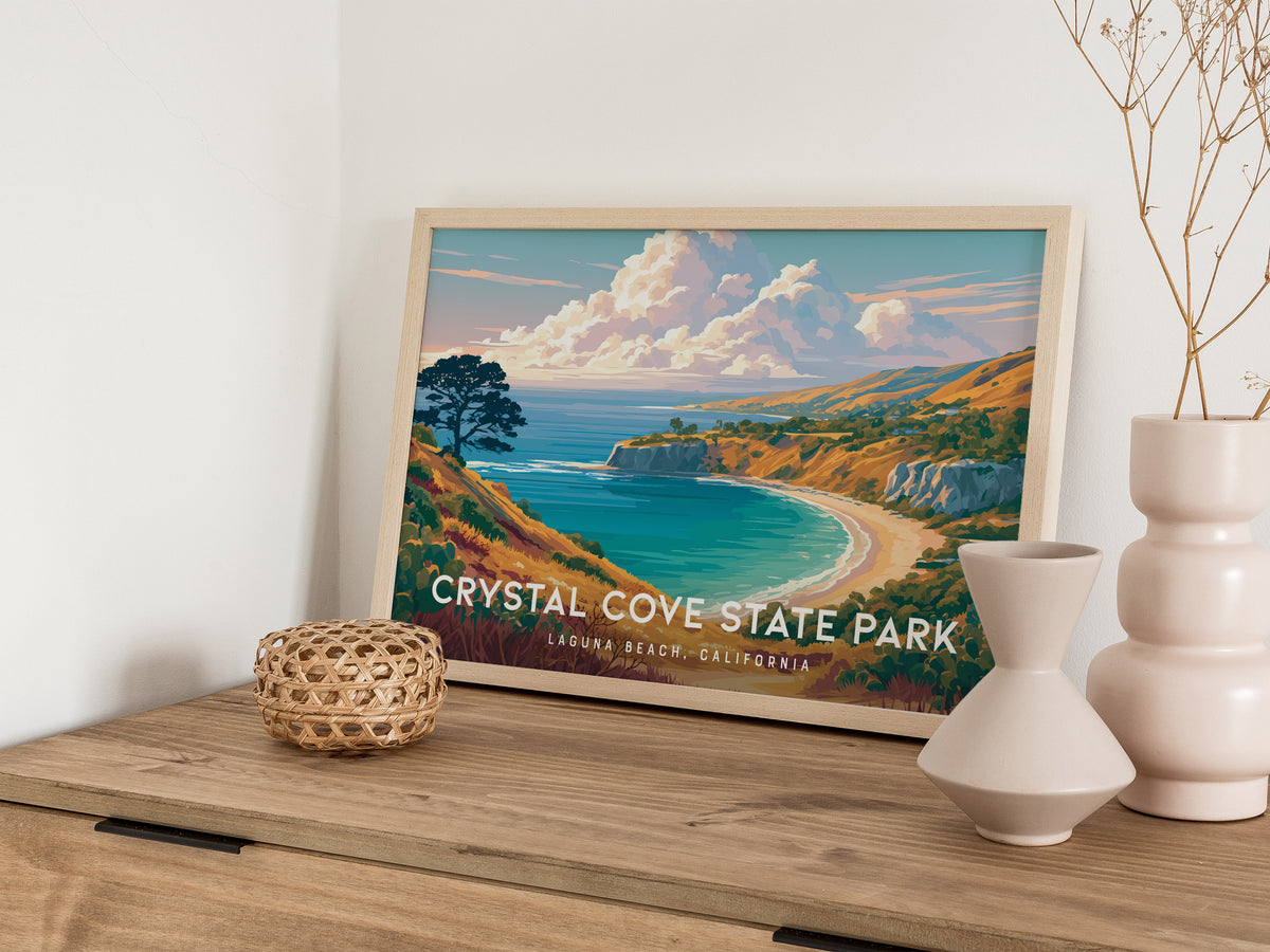 Crystal Cove State Park Landscape Poster | Destination Print Laguna Beach, California Wall Art — 12x18 in
