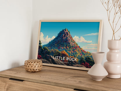 Little Rock, Arkansas Landscape Poster | River Bridge Cityscape Vacation Wall Art — 12x18 in