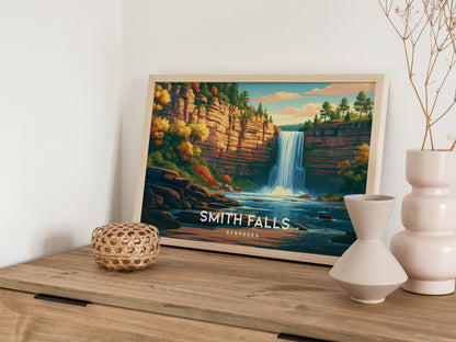 Smith Falls, Nebraska Landscape Poster | Waterfall Vacation Wall Art — 12x18 in