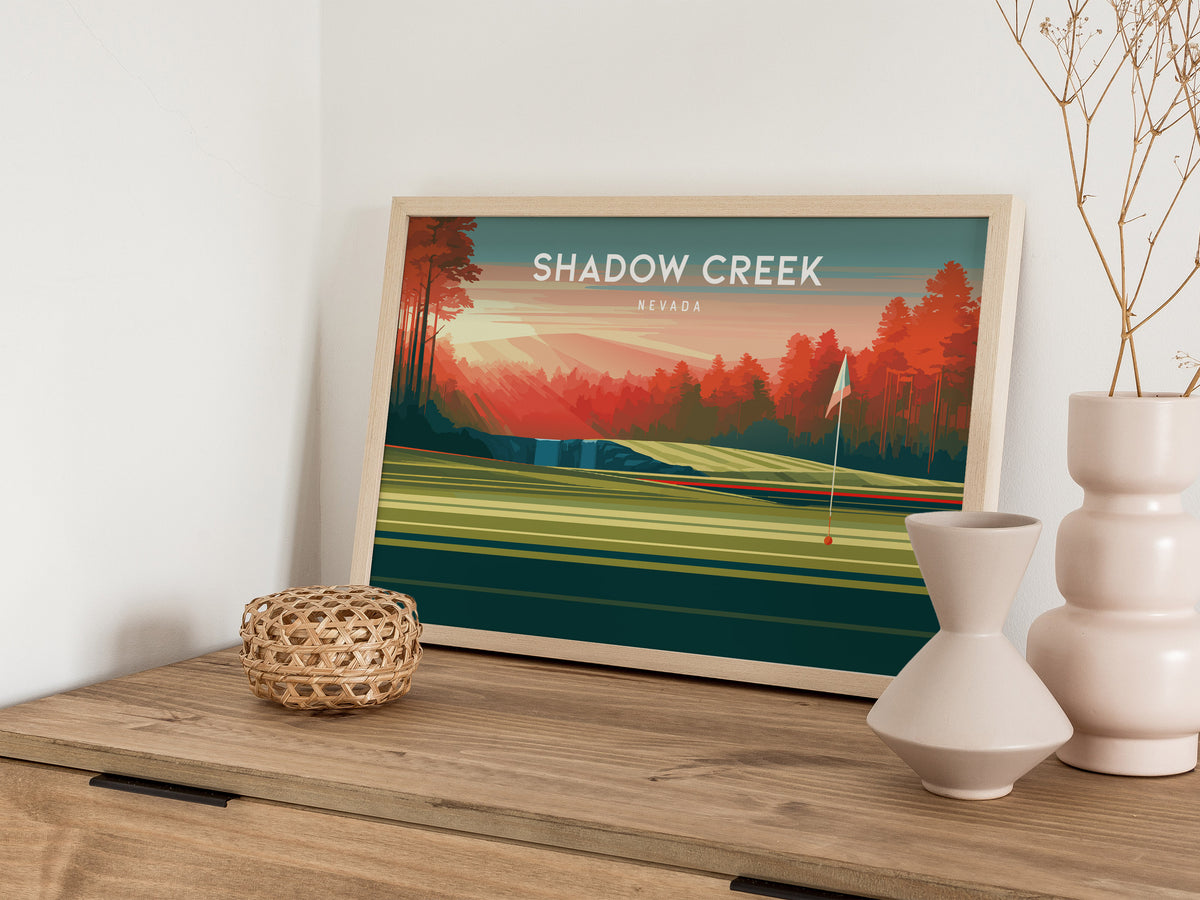 Shadow Creek, Nevada Landscape Poster | Links Poster Golfer Gift Wall Art — 12x18 in