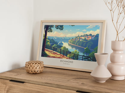 Richmond Landscape Matte Border Poster | Virginia Travel Wall Art — 12x18 in