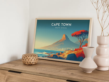 Cape Town, South Africa Landscape Poster | Harbor & Cityscape Travel Gift Wall Art — 12x18 in