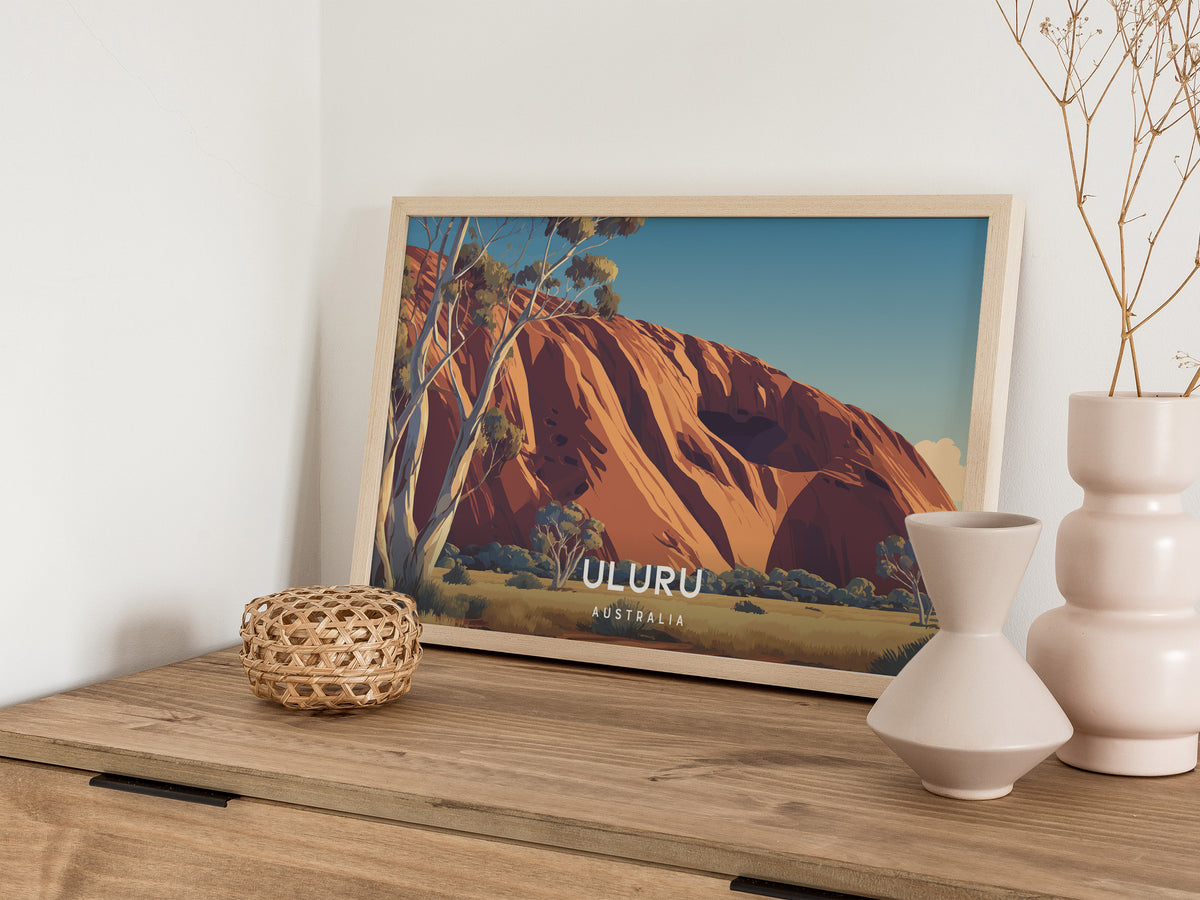 Uluru Landscape, Australia Poster | Outback Sunset Framed or Unframed Wall Art — 12x18 in