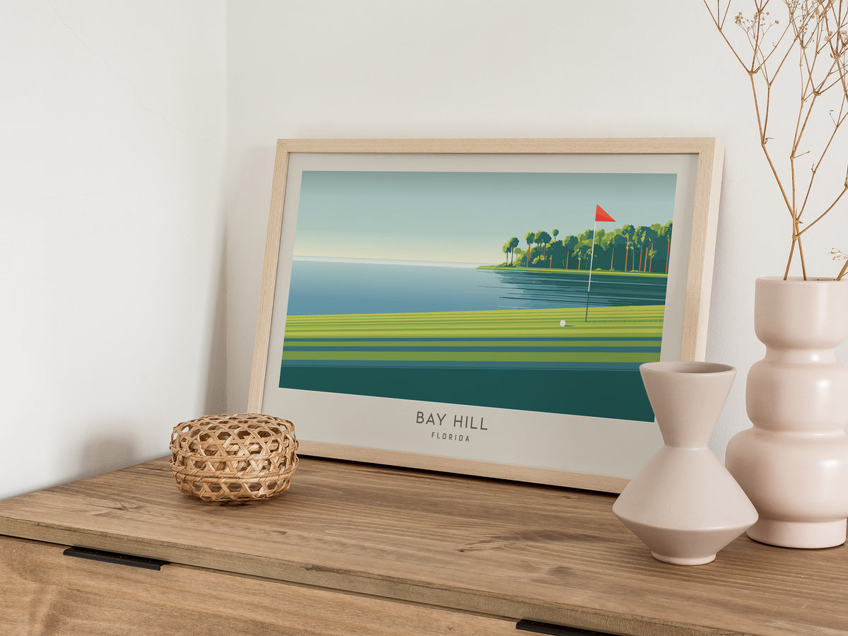 Bay Hill Landscape Matte Border Poster | Florida Travel Wall Art — 12x18 in