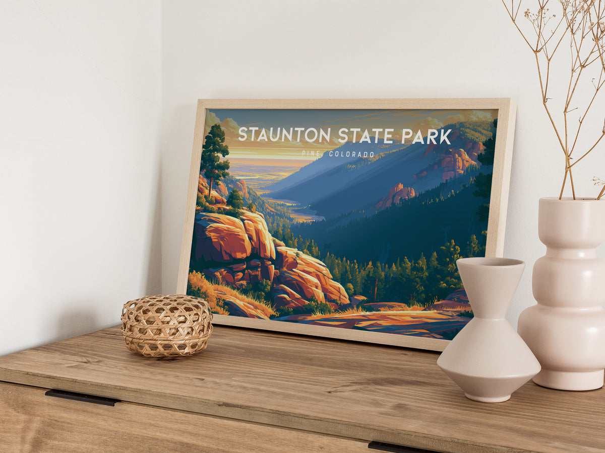 Staunton State Park Landscape Poster | Pine, Colorado Framed or Unframed Vacation Wall Art — 12x18 in