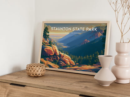 Staunton State Park Landscape Poster | Pine, Colorado Framed or Unframed Vacation Wall Art — 12x18 in