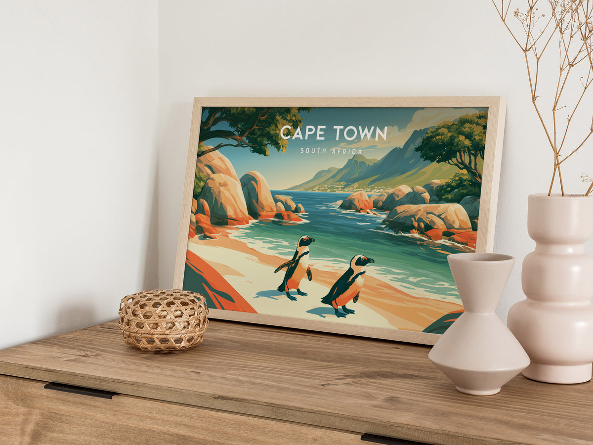 Cape Town, South Africa Landscape Poster | Harbor & Cityscape Travel Gift Wall Art — 12x18 in