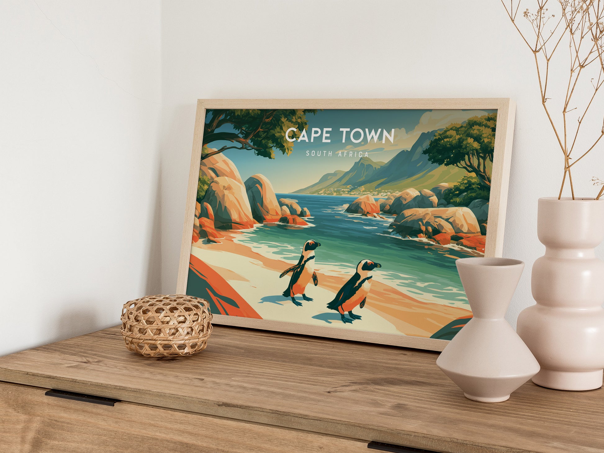 Cape Town, South Africa Landscape Poster | Harbor & Cityscape Travel Gift Wall Art — 12x18 in