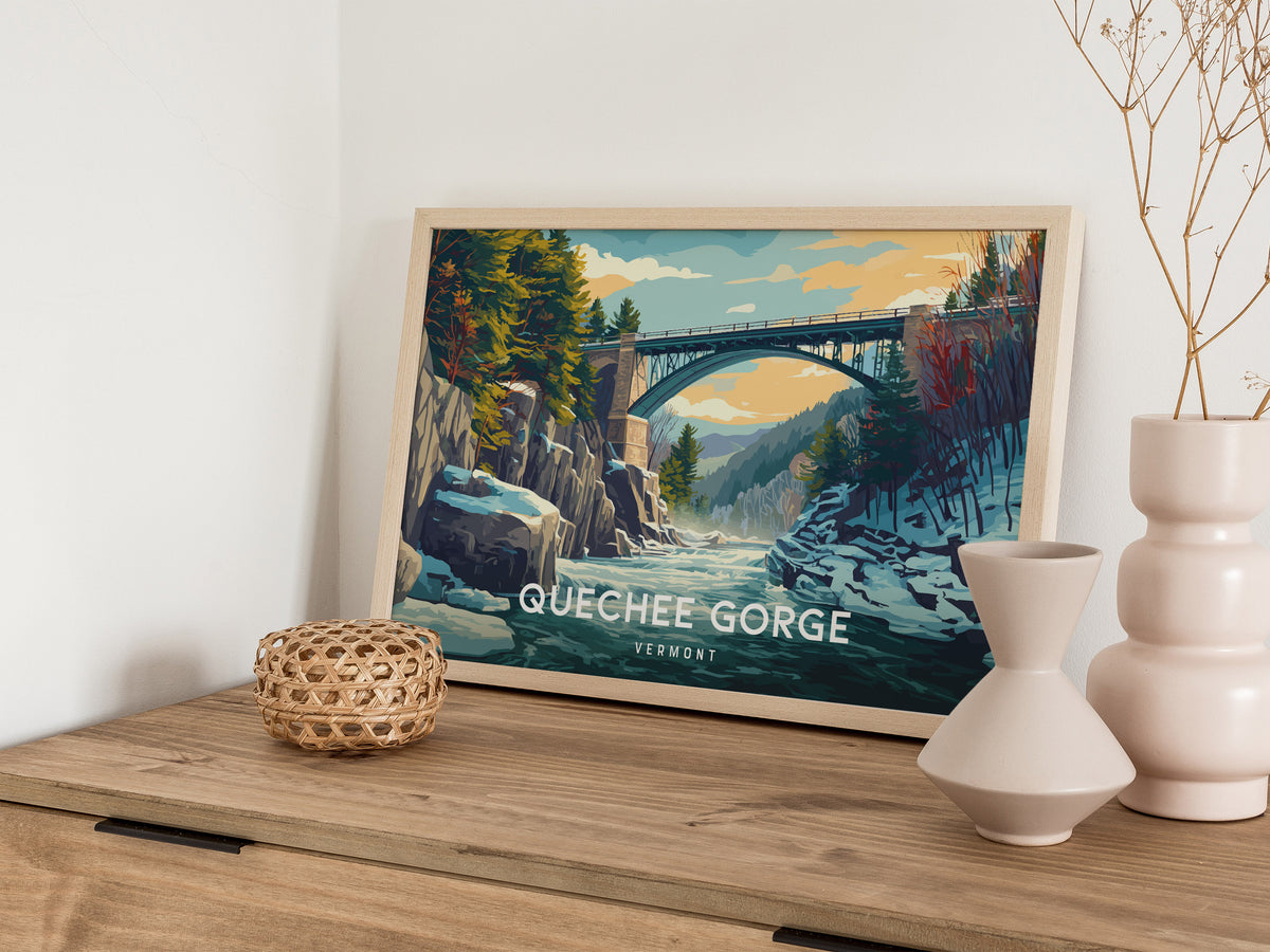 Quechee Gorge Landscape, Vermont Poster | Framed or Unframed Gorge Wall Art — 12x18 in