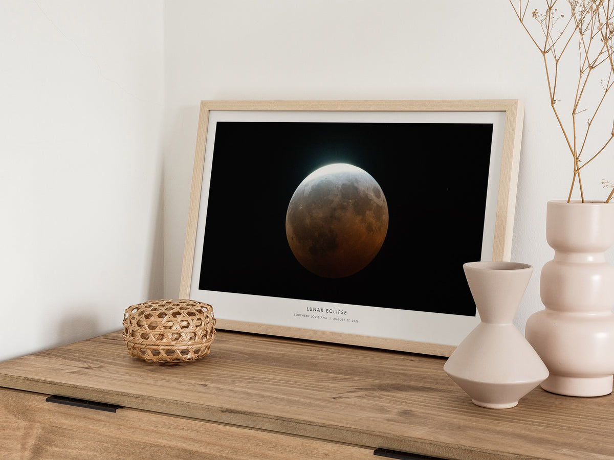 Lunar Eclipse Landscape Poster | NASA Astronomy Print Southern Louisiana Wall Art — 12x18 in