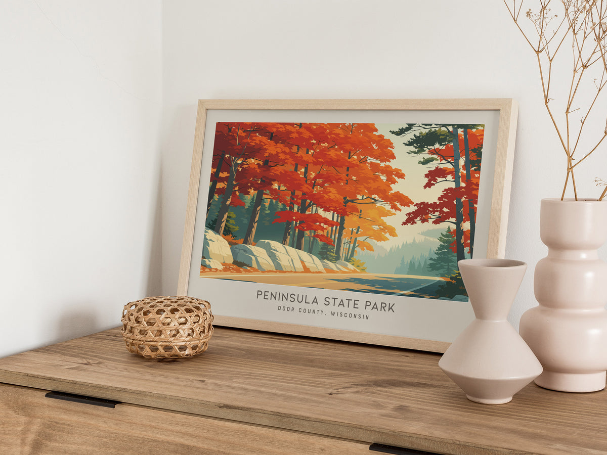 Peninsula State Park Landscape Matte Border Poster | Door County, Wisconsin Vacation Wall Art — 12x18 in