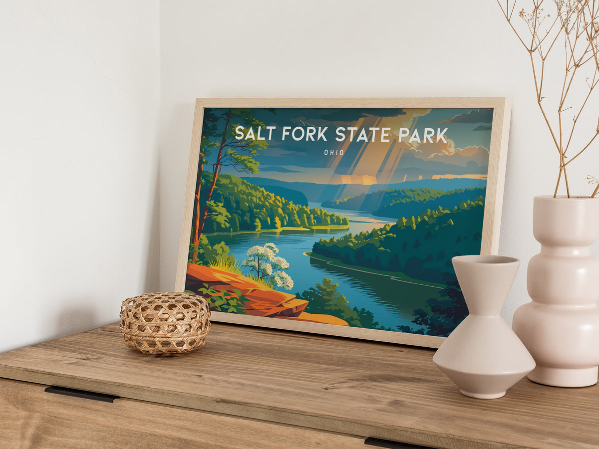Salt Fork State Park Landscape Poster | Ohio Framed or Unframed Travel Gift Wall Art — 12x18 in