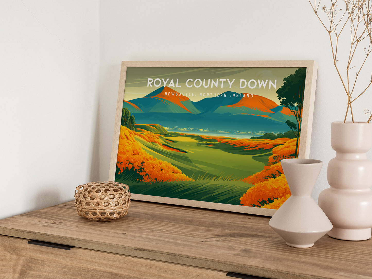 Royal County Down, Newcastle, Northern Ireland Poster | Landscape Links Poster Golf Wall Art — 12x18 in