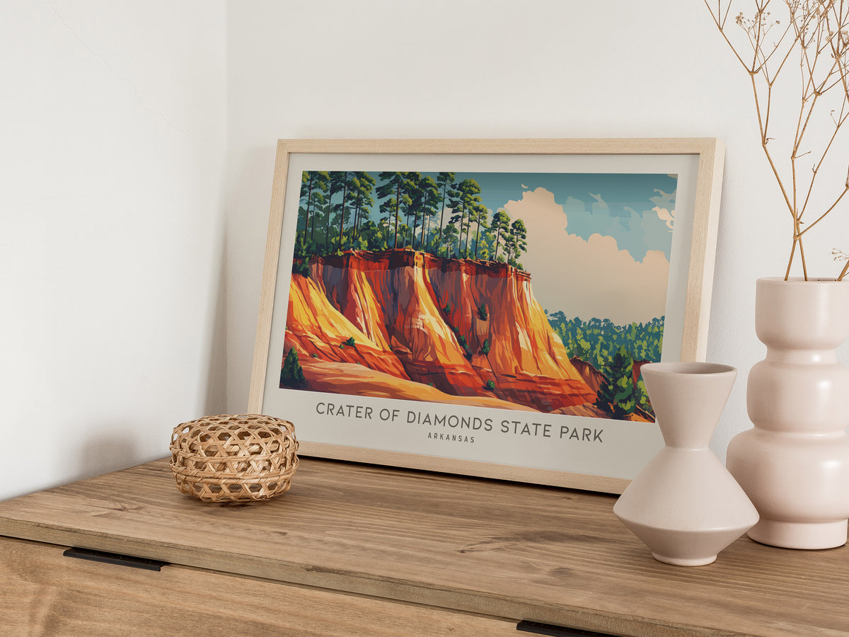 Crater of Diamonds State Park Landscape Matte Border Poster | Arkansas Travel Gift Framed or Unframed — 12x18 in