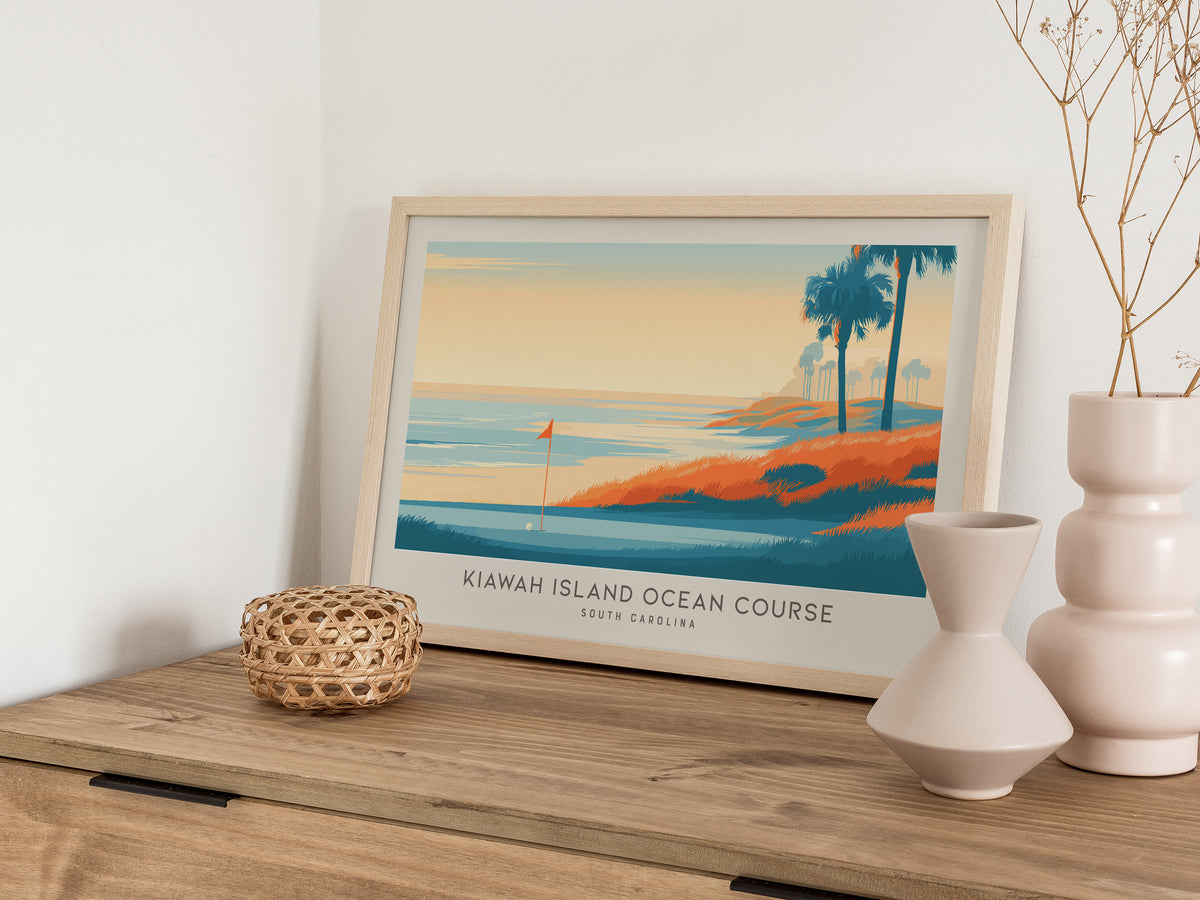 Kiawah Island Ocean Course Landscape Matte Border Poster | South Carolina Golf Course Print & Country Club Decor — 12x18 in
