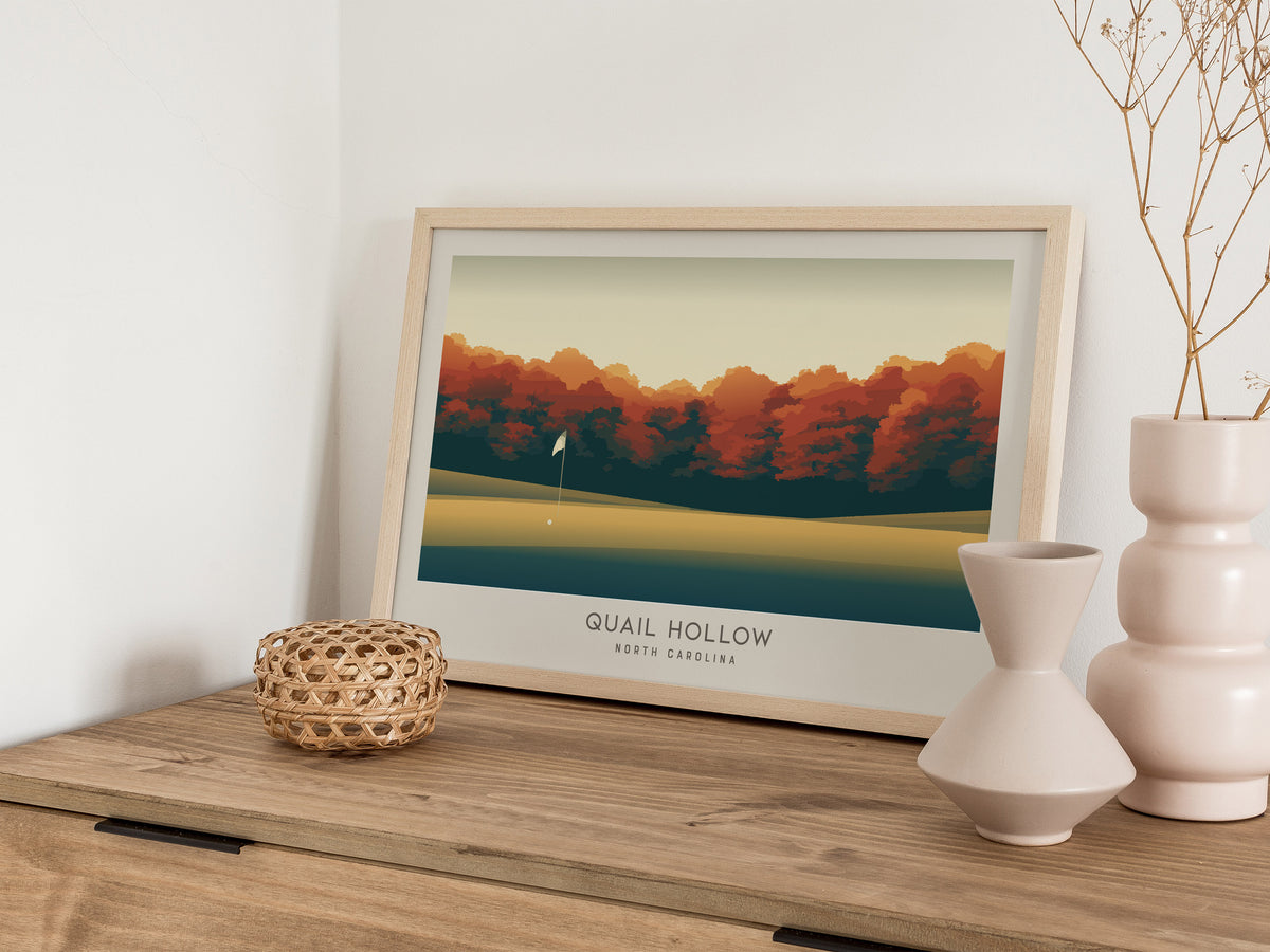 Quail Hollow Landscape Matte Border Poster | North Carolina Travel Wall Art — 12x18 in
