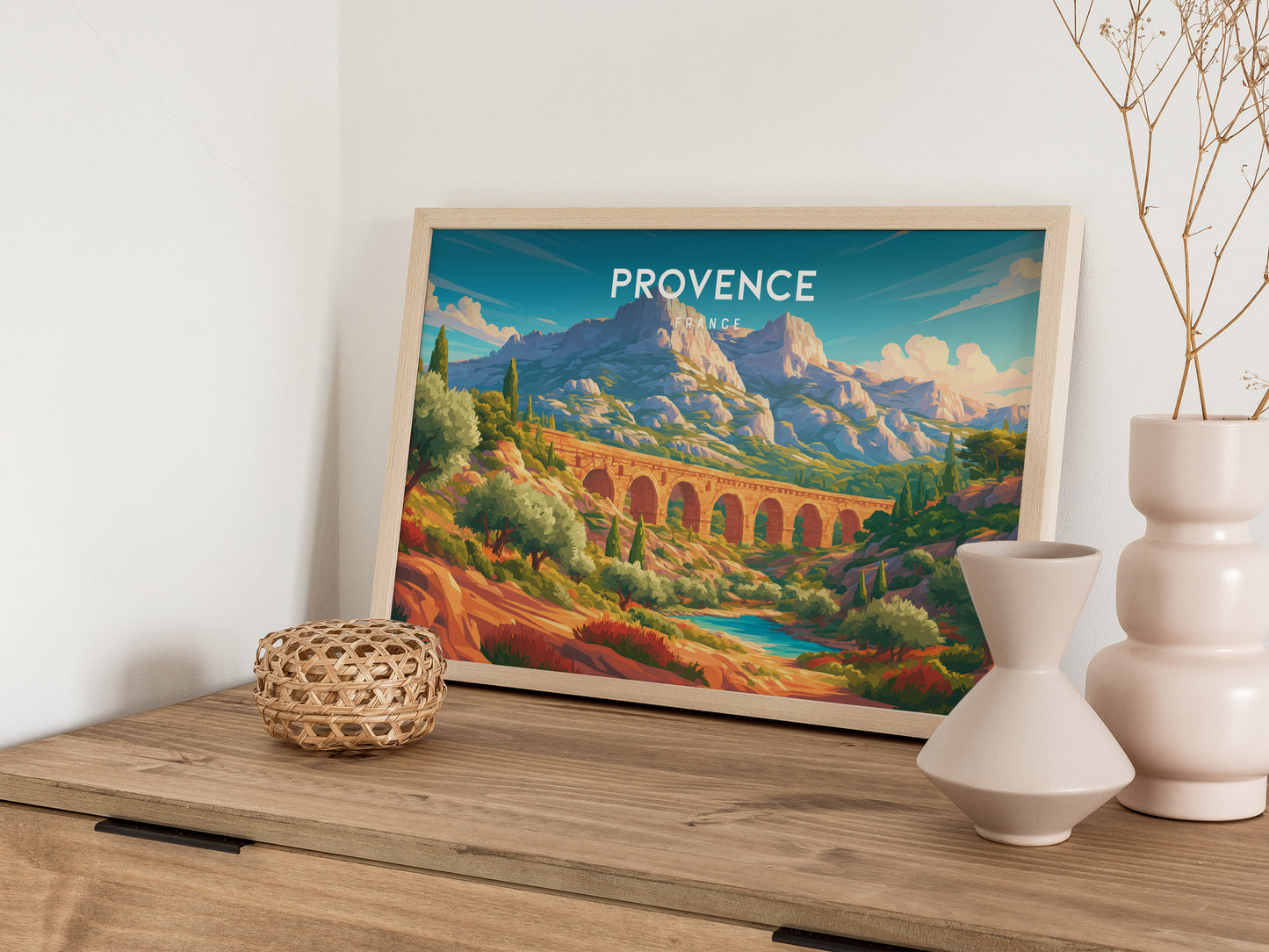 Provence, France Landscape Poster | Rolling Countryside Destination Print Wall Art — 12x18 in