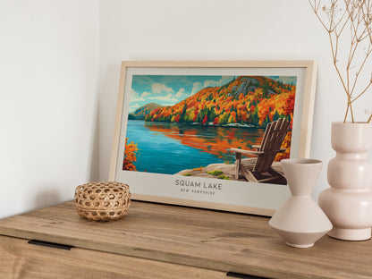 Squam Lake Landscape Matte Border Poster | New Hampshire Destination Print — 12x18 in