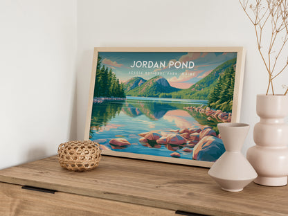 Jordan Pond Landscape Poster | Acadia National Park, Maine Travel Wall Art — 12x18 in