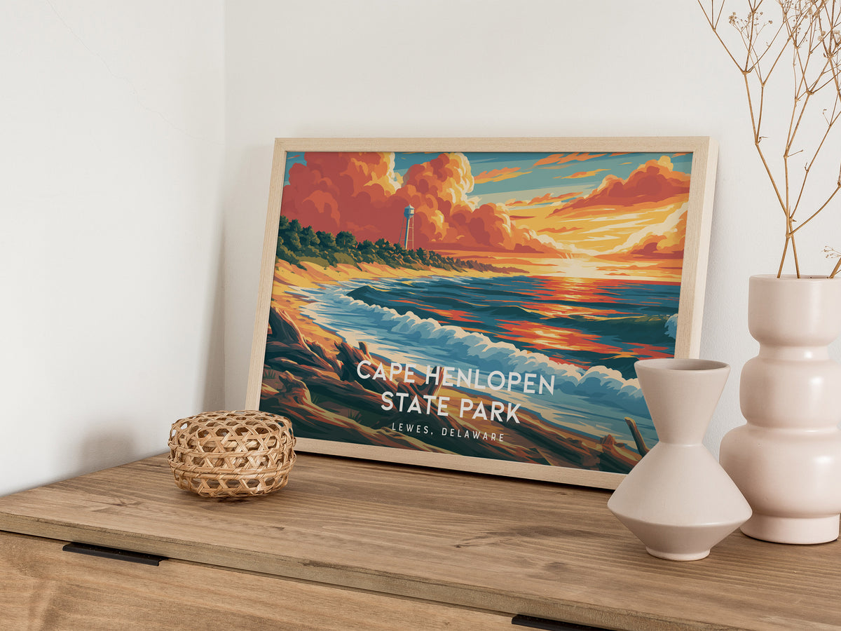Cape Henlopen State Park Landscape Poster | Lewes, Delaware Destination Print Framed or Unframed — 12x18 in