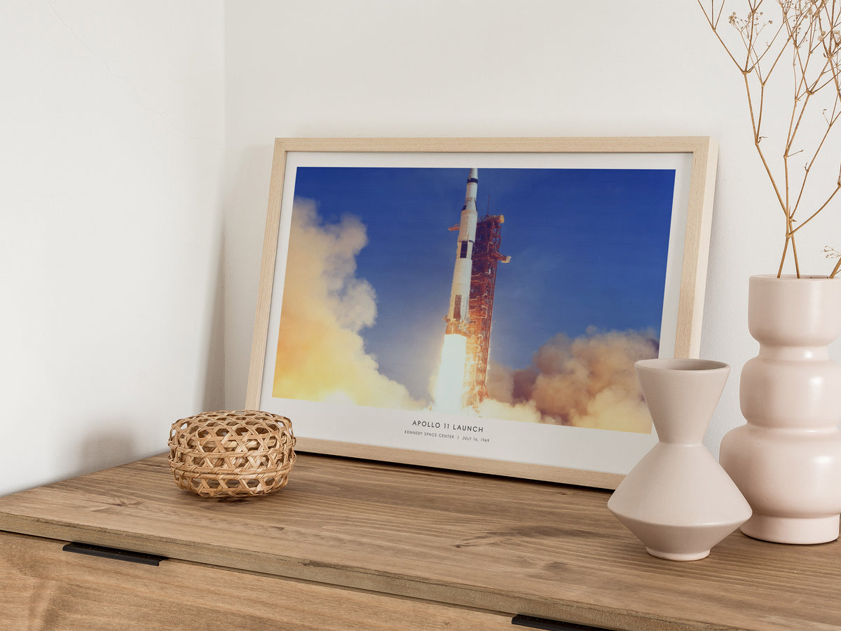 Apollo 11 Launch Landscape Poster | NASA Kennedy Space Center Space Photography Wall Art — 12x18 in
