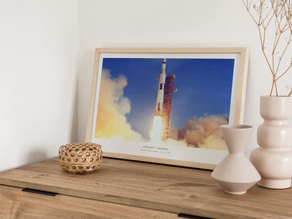 Apollo 11 Launch Landscape Poster | NASA Kennedy Space Center Space Photography Wall Art — 12x18 in