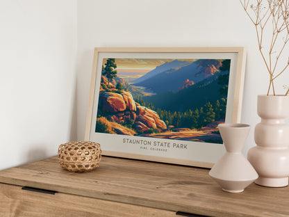 Staunton State Park Landscape Matte Border Poster | Pine, Colorado Travel Wall Art — 12x18 in