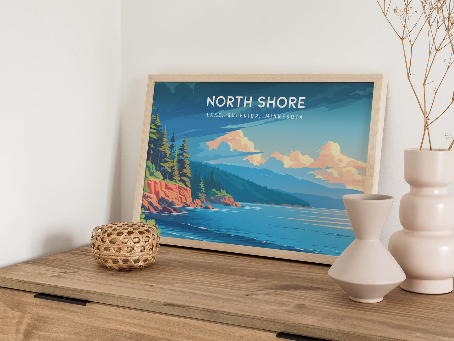 North Shore, Lake Superior, Minnesota Landscape Poster | Lake, Superior, Minnesota | Destination Print & Coastal Beach Decor