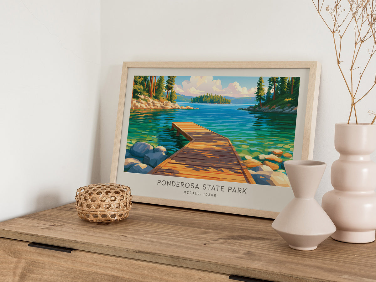 Ponderosa State Park Landscape Matte Border Poster | Mccall, Idaho Travel Gift Wall Art — 12x18 in