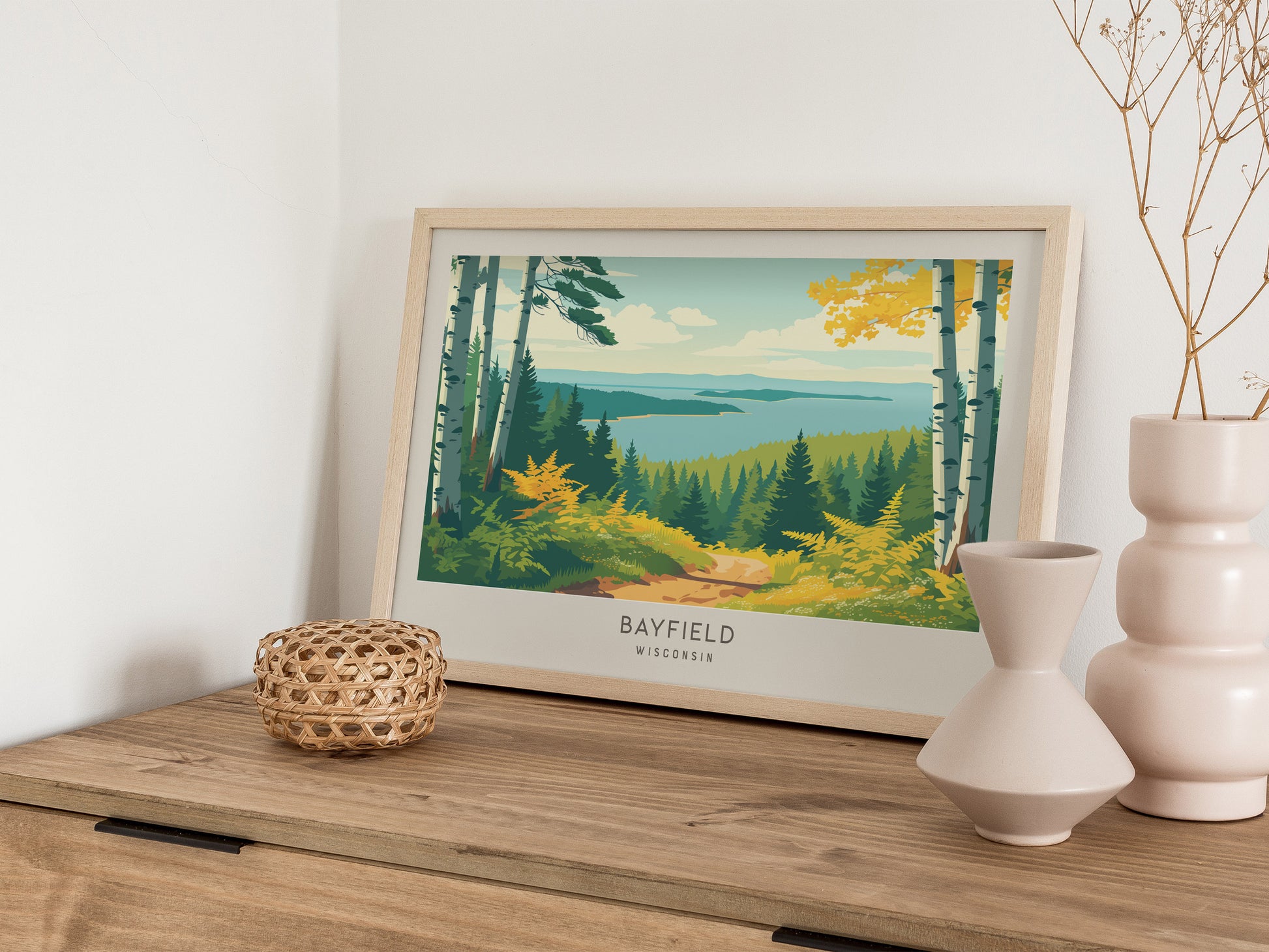 Bayfield Landscape Matte Border Poster | Wisconsin Vacation Wall Art — 12x18 in