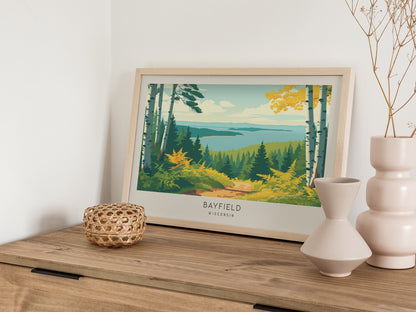 Bayfield Landscape Matte Border Poster | Wisconsin Vacation Wall Art — 12x18 in