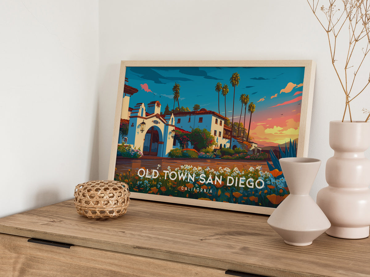 Old Town San Diego Landscape Poster | California Vacation Wall Art — 12x18 in